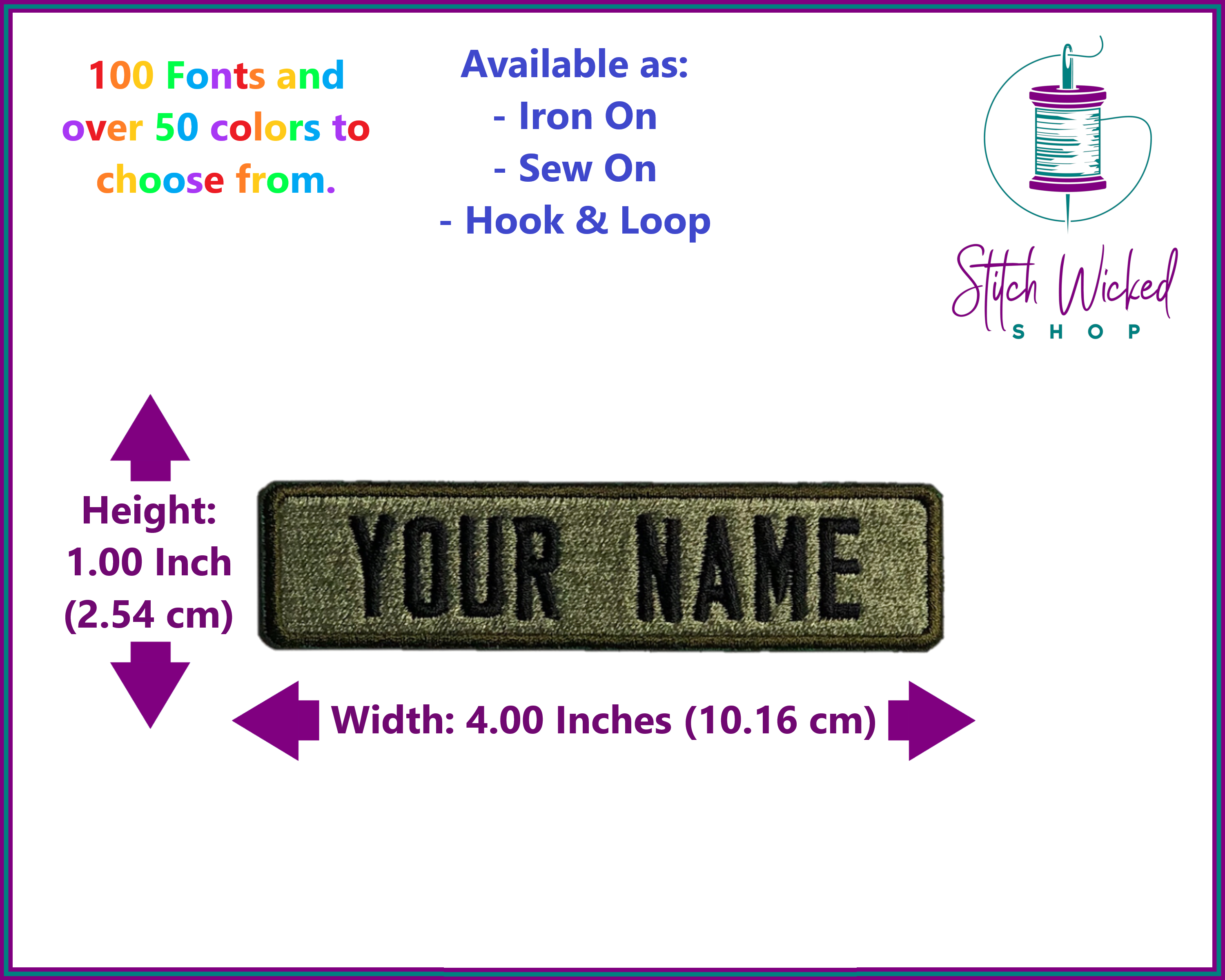 Small Embroidered Name Patch - Choose Felt/Thread