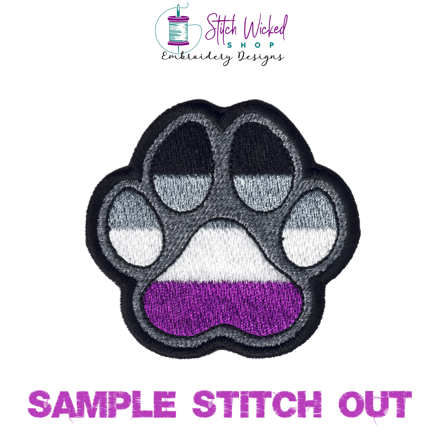 Asexual Pride Flag Paw Print Machine Embroidery Design, Pride Flag Embroidery Design, LGBTQ Embroidery Design, Flag Embroidery, 7 Sizes