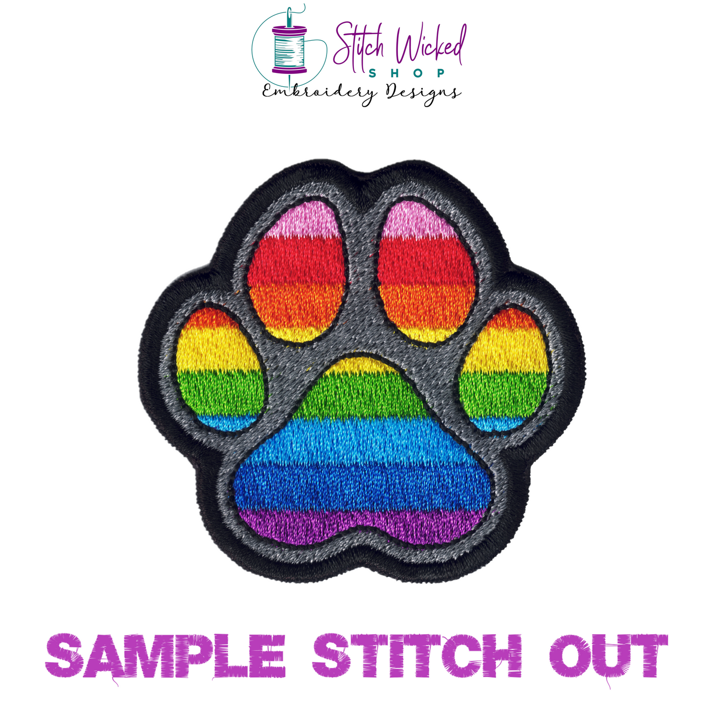 Original Pride Flag Paw Print Machine Embroidery Design, Pride Flag Embroidery Design, LGBTQ Embroidery Design, Flag Embroidery, 7 Sizes