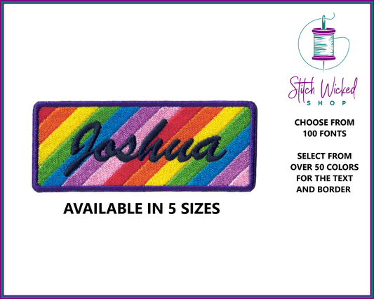 Custom Name Text Embroidery Patch - Rectangular, 115MM Wide