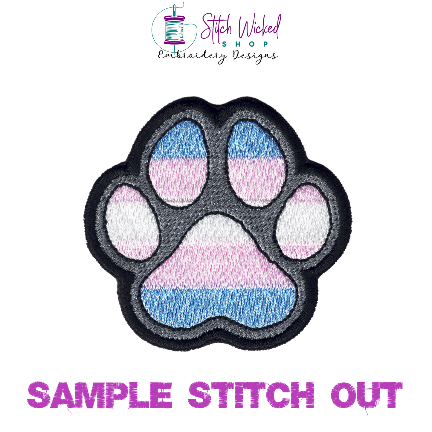 Transgender Pride Flag Paw Print Machine Embroidery Design, Pride Flag Embroidery Design, LGBTQ Embroidery Design, Flag Embroidery, 7 Sizes