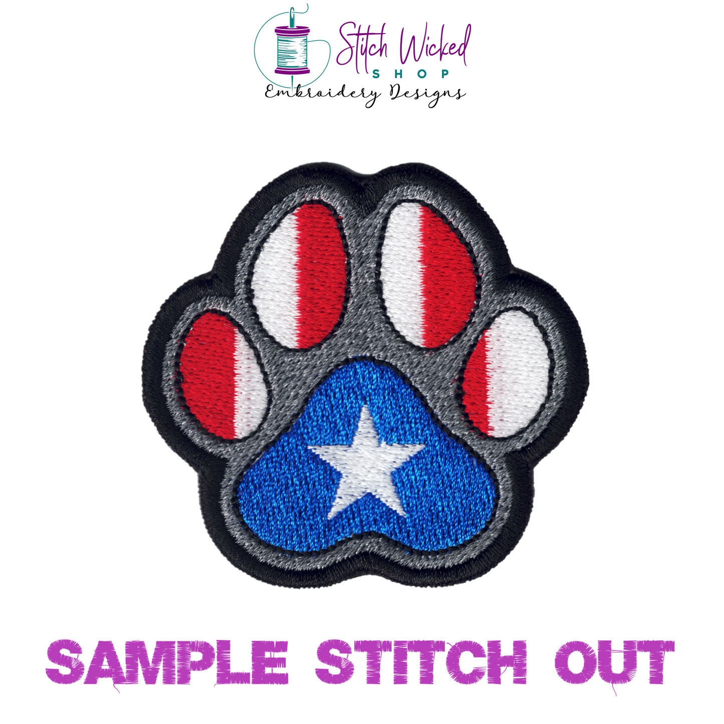 USA Flag Paw Print Machine Embroidery Design, Dog Paw Print Embroidery Design, American Flag Design, Puppy Paw Print Embroidery, 7 Sizes