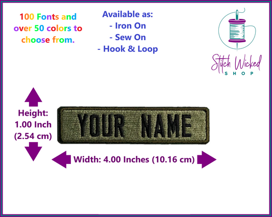  Custom Patch Personalized Embroider Name Patches with Your Name/Text  for Uniform/Hat/Clothing/Jackets with Sew On/Iron On/Hook and Loop : Arts,  Crafts & Sewing