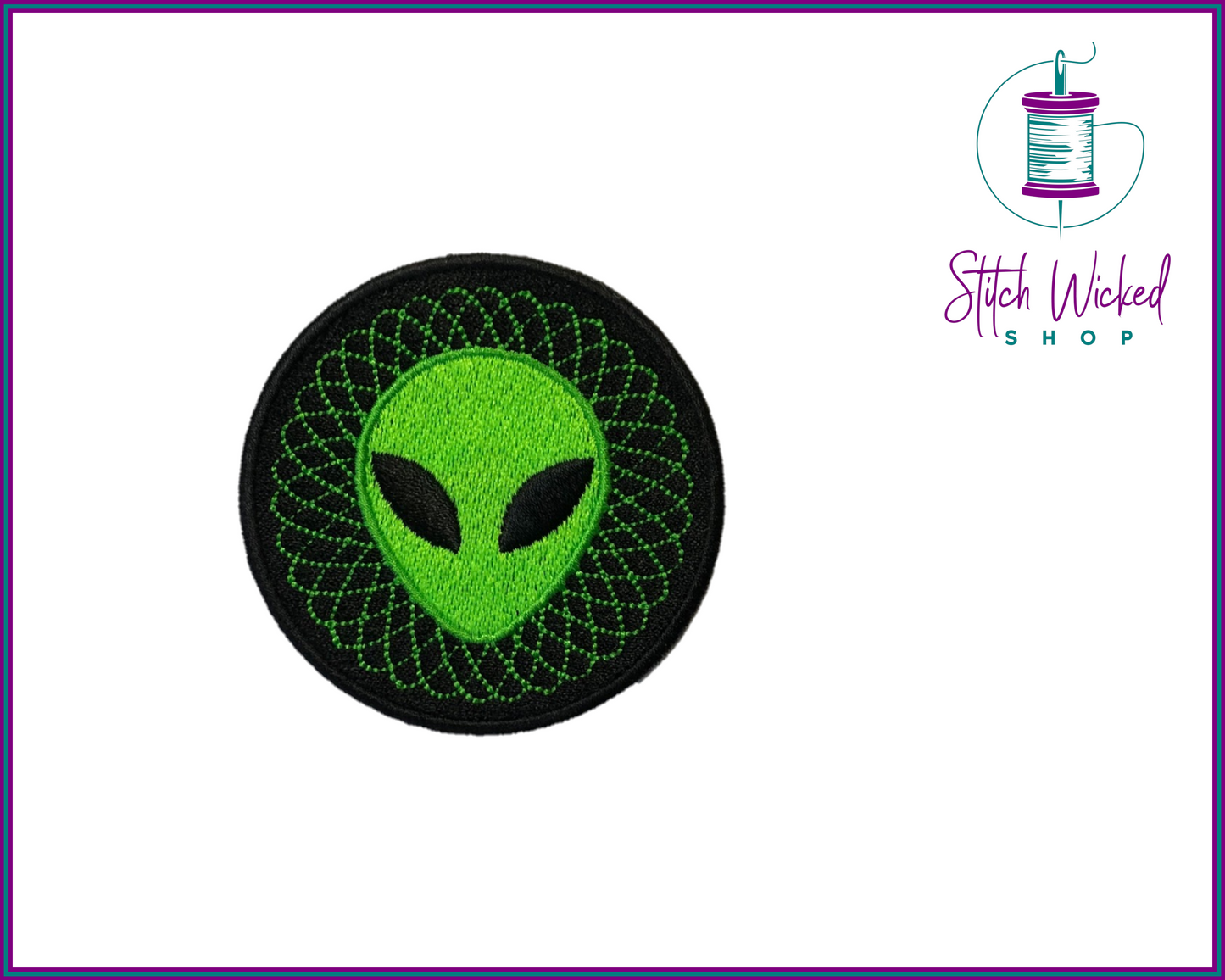 Alien Head Patch, Outer Space Patch, Geometric Design Embroidered Patch, Decorative Patches, Martian, Roswell, Area 51