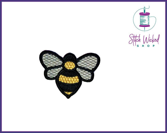 Bumble Bee Small Black and Yellow Honey Bee, Fully Embroidered Patch - Stitch Wicked Shop