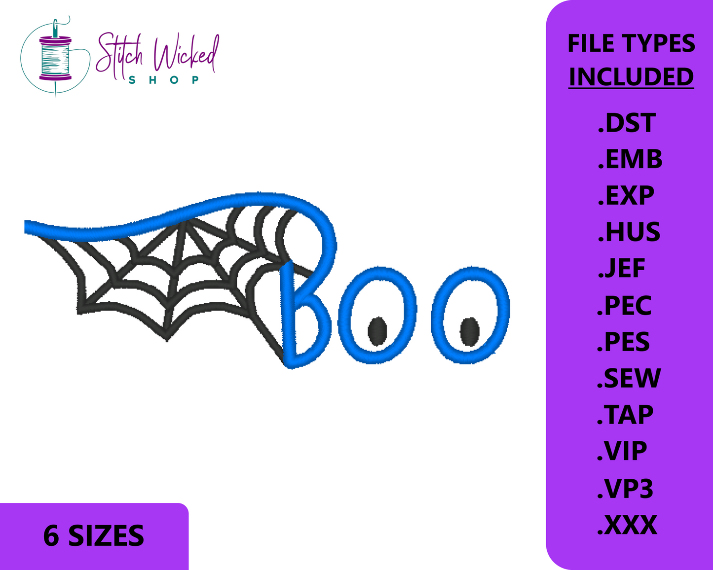 Boo Spider Web Halloween Embroidery Design, Halloween Embroidery Pattern, Boo Halloween Decor, SpiderWeb Pattern, Halloween, Boo DIY Pattern - Stitch Wicked Shop