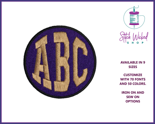 Custom Embroidered Name Initial Monogram Patch With Hook and 
