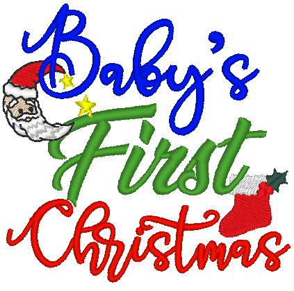 Baby's First Christmas Machine Embroidery Design, Digital Download - Stitch Wicked Shop