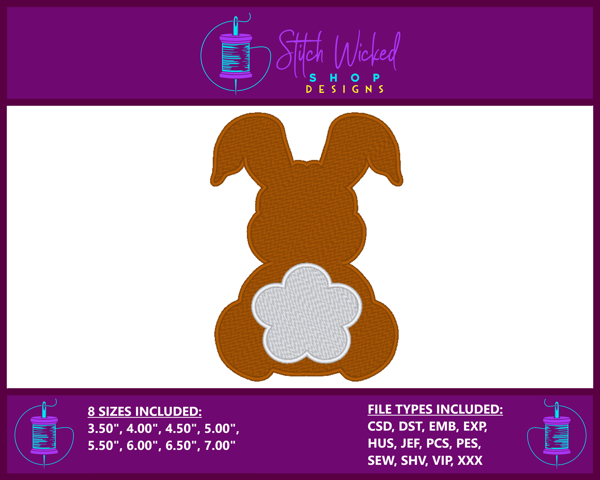 Bunny Rabbit Machine Embroidery Design, Digital Download - Stitch Wicked Shop