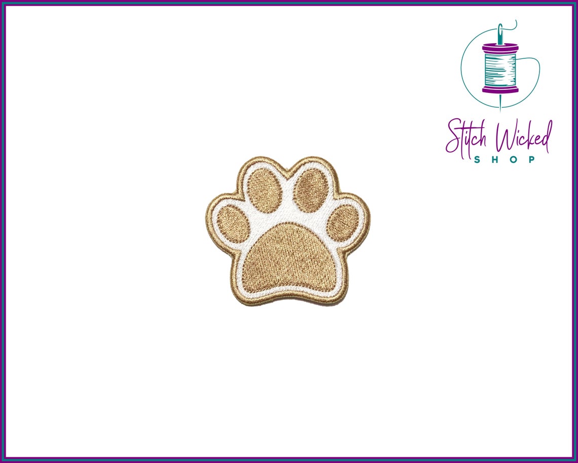 Puppy Dog Paw Print, Fully Embroidered Patch, Choose Your Colors - Stitch Wicked Shop