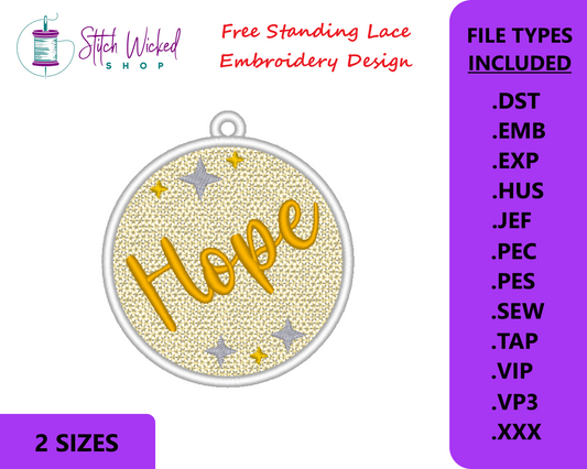 Free Standing Lace Christmas Ball Ornament Machine Embroidery Design - FSL Hope, 2 Sizes