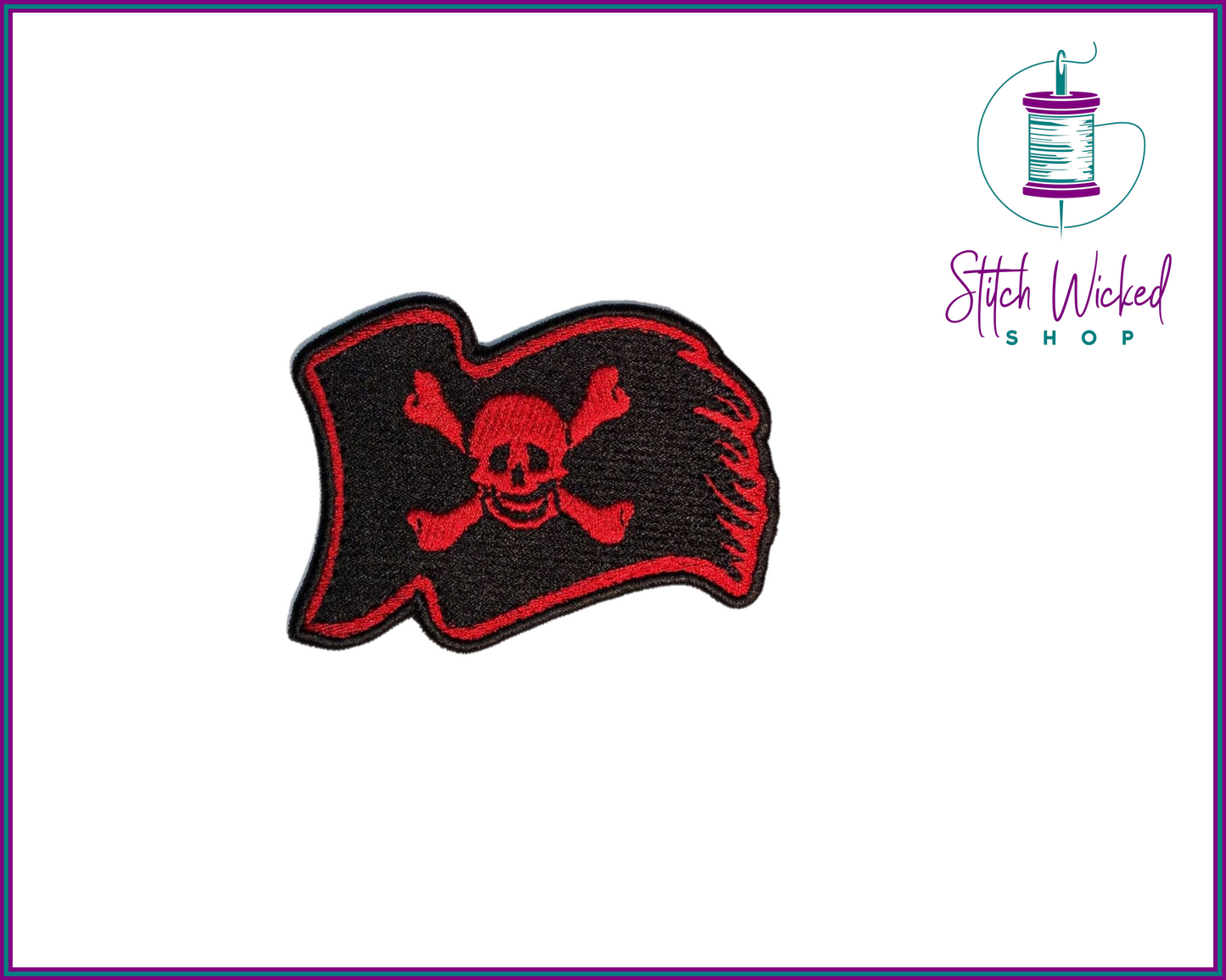 Waving Pirate Flag, Fully Embroidered Patch - Stitch Wicked Shop