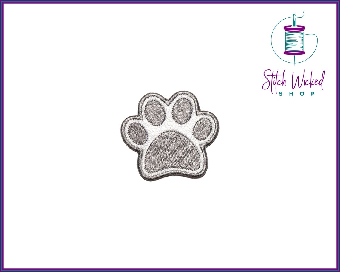 Puppy Dog Paw Print, Fully Embroidered Patch, Choose Your Colors - Stitch Wicked Shop